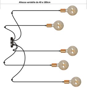 Lampadario a Sospensione SPARK 5 BLACK