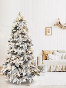 Albero di Natale artificiale innevato Montebianco effetto realistico illuminato bianco H 210 cm x ø 127 cm