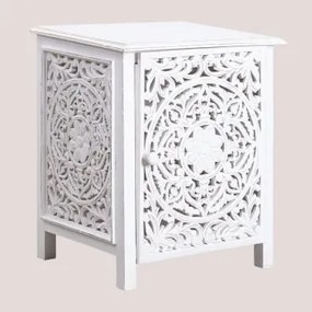 Comodino in legno di mango Darna Legno Bianco Vintage - Sklum