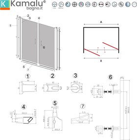 Box doccia 80x100 angolare apertura saloon KS2800-SSN - KAMALU