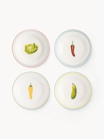 Set di 4 piatti da colazione in fine bone china Vegetable