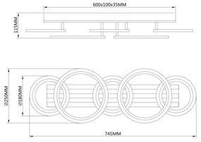 Globo 67360D4 - Plafoniera LED BLEVINS 34W/230V 3000/4200/600K 25x74,5 cm