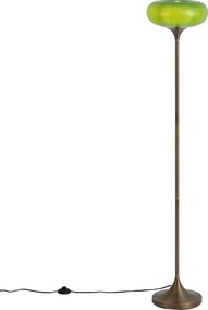 Lampada da terra retrò bronzo scuro con paralume in vetro verde 150 cm - Glaze