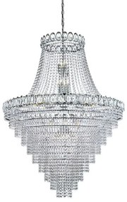 Lampadario louis phillipe 28lt - metallo cromato e cristallo