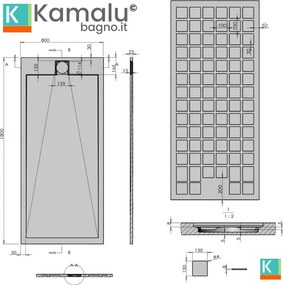Piatto doccia in resina 80x180 effetto pietra | KR1000 - KAMALU