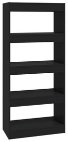 Libreria/divisorio nero 60x30x135 cm in legno multistrato