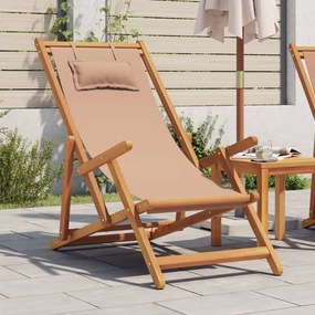 Sedia Da Spiaggia Pieghevole Beige Legno Di Eucalipto E Tessuto /