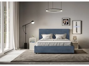 Letto contenitore da 160x200 in microfibra blu Mika