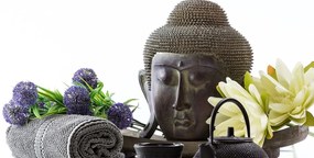 Quadro su tela – Natura morta wellness con Buddha