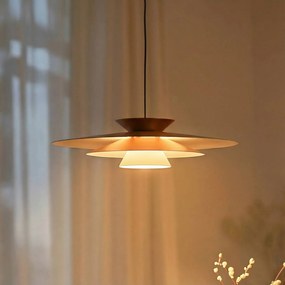 Lampada LED a sospensione Lucande, beige, alluminio, Ø 50 cm Livie dimmerabile, Crema / Ambra, Soggiorno / Sala da pranzo, Moderno