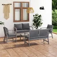 Set Divani da Giardino 5 pz con Cuscini in Legno Acacia Grigio 3057783