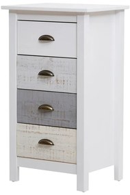 Cassettiera alta bianca e grigia con 4 cassetti , 46 x 80 cm Romantica - Marckeric