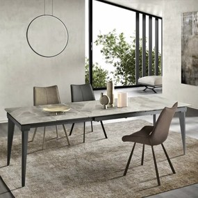 Tavolo allungabile 240 cm ULISSE con top grčs porcellanato effetto Marmo Grigio