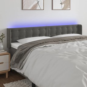 Testiera A Led Grigio Scuro 163x16x78/88 Cm İn Velluto /