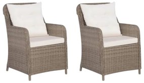 Set da Bistro 3 pz con Cuscini in Polyrattan Marrone