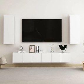 Set Mobili Porta TV 5 pz Bianco in Legno Multistrato