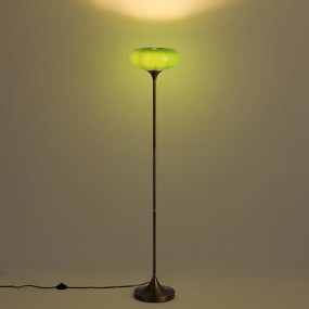 Lampada da terra retrò bronzo scuro con paralume in vetro verde 150 cm - Glaze