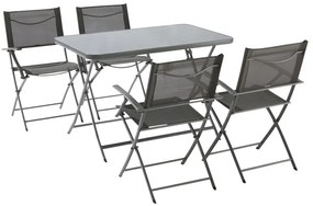 Set tavolo e sedie Emys NATERIAL in acciaio antracite per 4 persone