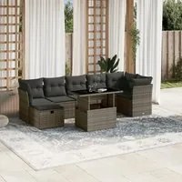 Set Divano da Giardino 8 pz con Cuscini Grigio in Polyrattan 3274670