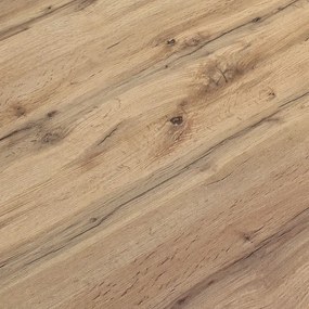 Tavolo VOLPAIA in legno, finitura rovere rustico e base in metallo verniciato bianco, allungabile 140&#215;80 cm &#8211; 190&#215;80 cm