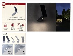 Paulmann 94261 - LED/1,2W IP44 Applique solare con sensore ILIAS 3,7V