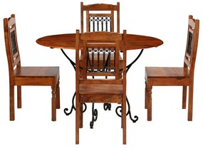 Set Da Pranzo 5 Pz İn Legno Massello Di Acacia /