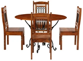 Set Da Pranzo 5 Pz İn Legno Massello Di Acacia /