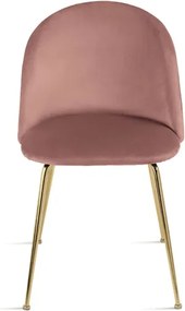 Sedia da pranzo in velluto Cipria e gambe metallo Oro - VENEZIA 2 sedie