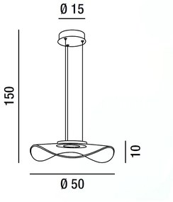 Sospensione in metallo verniciato bianco opaco con diffusore in acrilico.