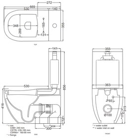 Cielo Fluid Wc monoblocco senza cassetta e sedile con carico parete trasformabile a terra con curva tecnica bianco lucido