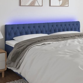 Testiera A Led Blu 200x7x78/88 Cm İn Tessuto /
