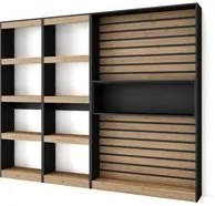 Libreria scaffale, 230x186x25cm, Soggiorno - Ufficio, Rovere e nero RF 2425