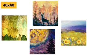 Set di quadri – Storia di un cervo in imitazione di pittura a olio