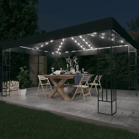 Gazebo Con Stringa Di Luci Led 3x4 M İn Tessuto Antracite /