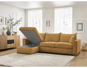 Divano angolare giallo allungabile (con composizione variabile) con rivestimento in velluto a coste Augustin – Bobochic Paris