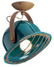Plafoniera Vintage Industrial Ferro E Ceramica Verde 1 Luce E27