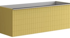 Mobile da bagno da fissare sotto lavabo L 120 x H 40 x P 45.5 cm giallo laccato, 2 cassetti Pixel grid