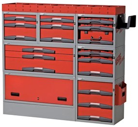 Armadietto da officina USAG Composizione per allestimento furgone in acciaio 8 cassetti 1 ripiani, L 148.5 x P 37.5 x H 139.6 cm