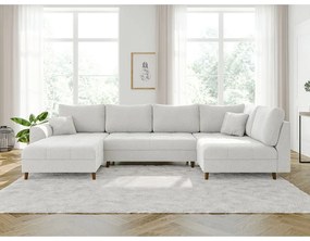 Divano angolare crema in tessuto bouclé (angolo sinistro/"U") Ariella - Ropez