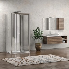 Box doccia 3 lati 70x80x70 apertura a libro vetro trasparente| KM4000S - KAMALU