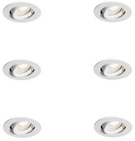 Set di 6 faretti da incasso bianchi orientabili 6,5 cm con LED IP54 ultra sottili - Pupil