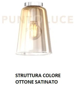 Plafoniera ottone sat. 1 luce ambra 1164os-pl1-am