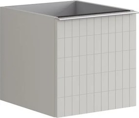 Cassettiera Pixel con 2 cassetti (1 interno) frontale Grid laccato opaco Beige Greige e maniglia alluminio brillante L.40 H.40 P.45,5 cm.