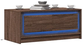 Tavolino Da Salotto Con Luci Led Rovere Marrone İn Truciolato /
