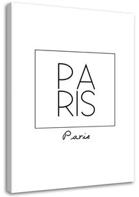 Quadro su tela, con iscrizione Parigi in bianco e nero