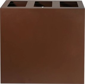 Pattumiera per Raccolta Differenziata 3 Scomparti Capacità 180 lt 90x30x80 cm in Acciaio Corten...