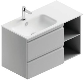 Mobile sottolavabo e lavabo Pull per vasca a sinistra grigio artico opaco in mdf L 90 x H 56 x P 46 cm 2 cassetti