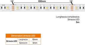 Striscia LED RGBW Multicolore 24V 17W/m Professionale - IP67 - 5 metri