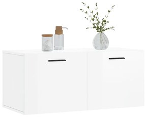 Mobile a parete bianco lucido 80x36,5x35 cm legno multistrato