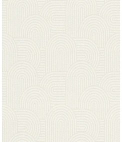Carta da parati Geometrico curve beige, 53 cm x 10.05 m